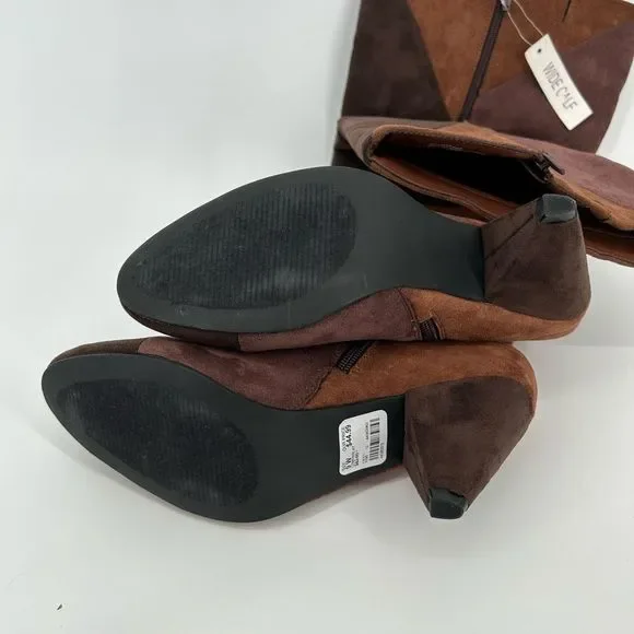 Suede Colorblock Pattern Boots Size 9 Wide Calf Knee High Heeled Cato Comfort Es - Picture 5 of 15